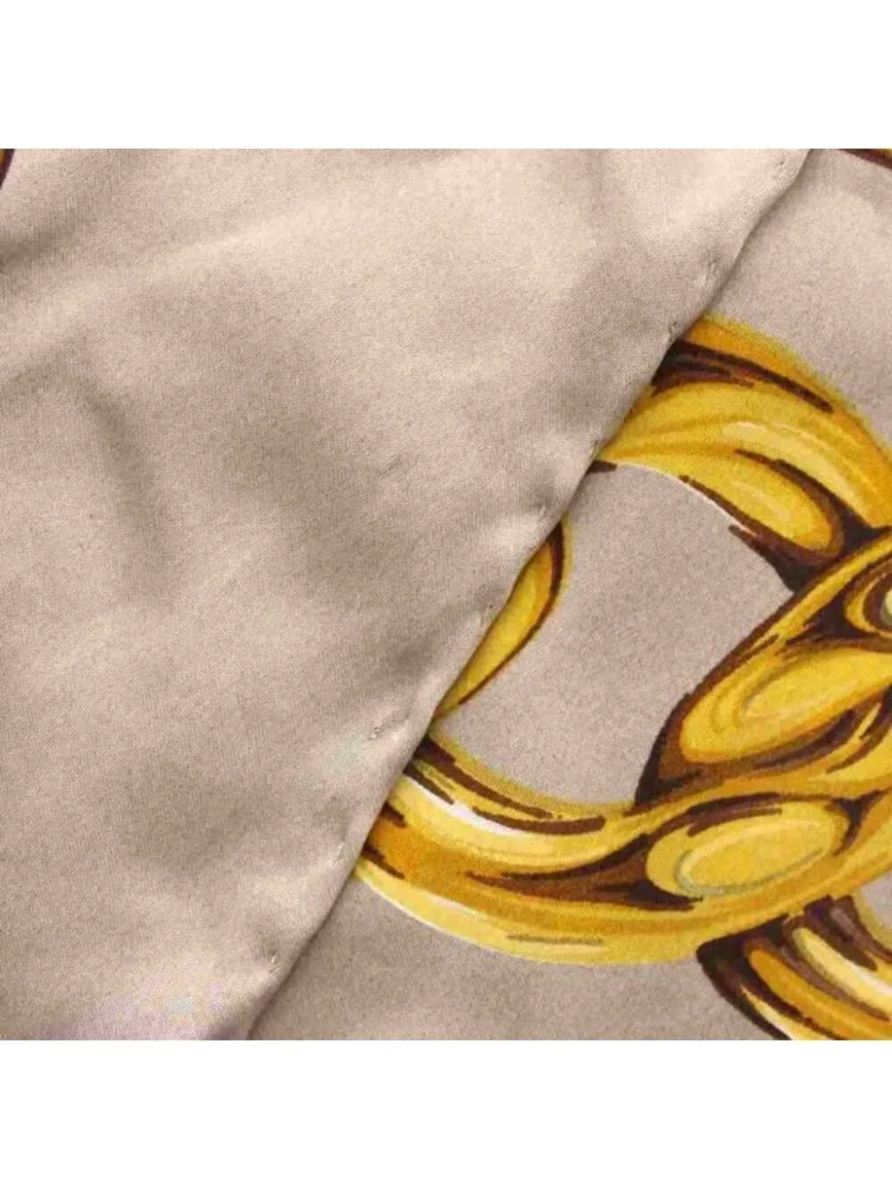 Chanel Large Scarf Shawl CC Logo Chain All Over Print Beige Yellow Black